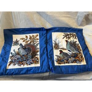 Vintage Pheasant Birds Mushrooms Pillow Covers Throw Accent Fall 15 x 15